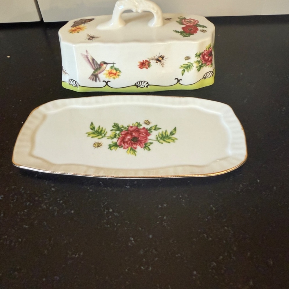 NWT Anthropologie Lou Rota Nature Butter Dish Hummingbird - Picture 5 of 5